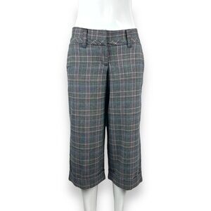 Y2k Low Rise Capris Plaid Wide Leg Forever 21 Gray Pink Office Siren Fairy Small